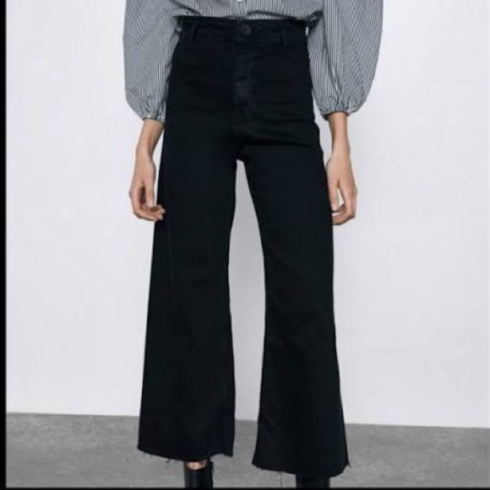 Wide leg black denim, high rise